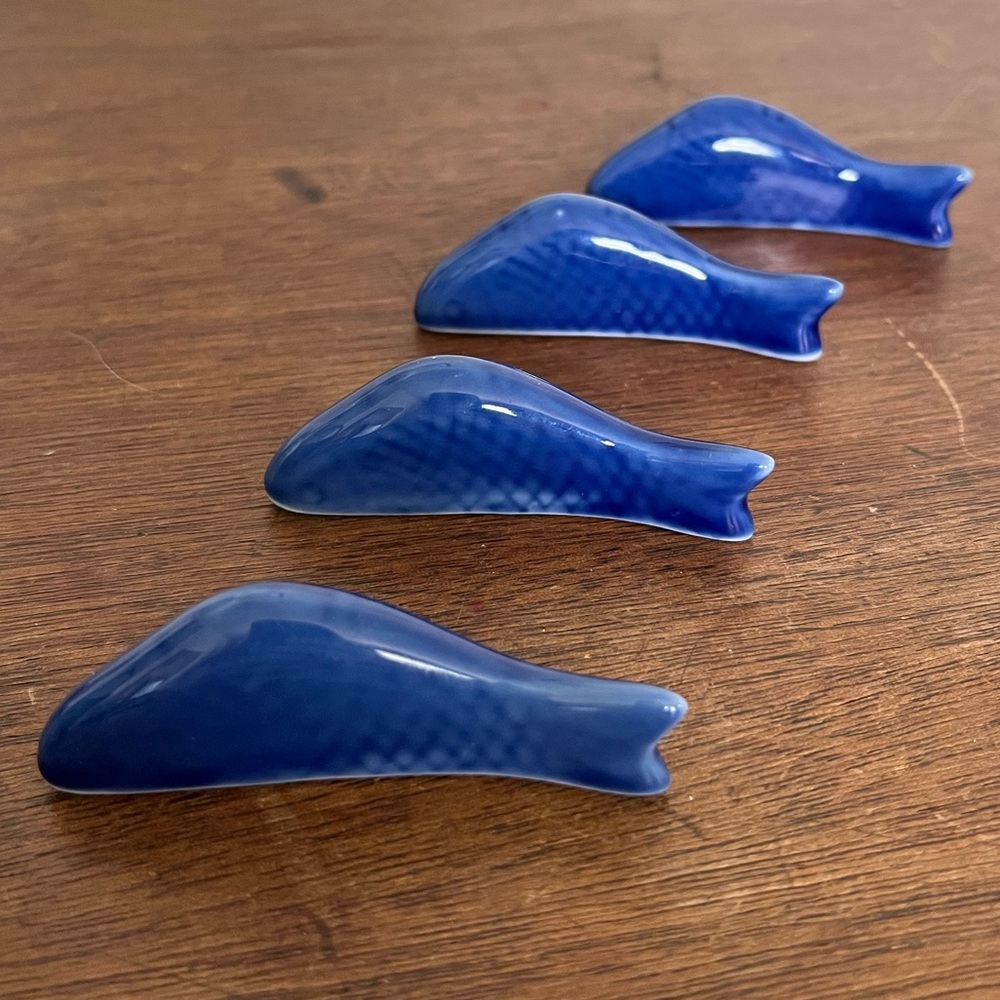 Set of 4 vintage ceramic koi fish chopstick holders